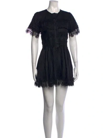 Pre-owned Waimari Linen Mini Dress In Black