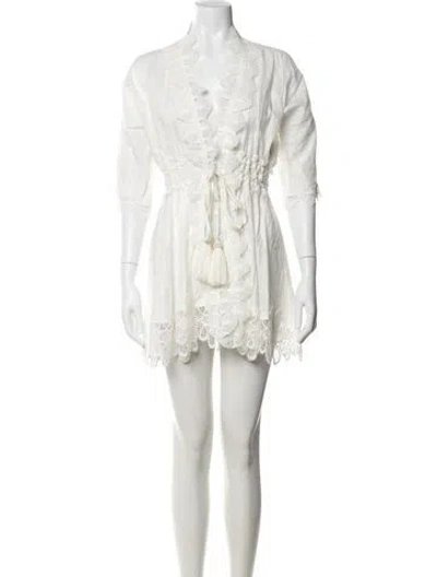 Pre-owned Waimari Linen Mini Dress In Neutrals
