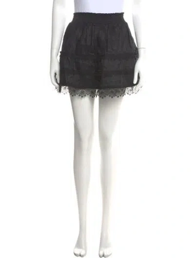 Pre-owned Waimari Linen Mini Skirt In Black