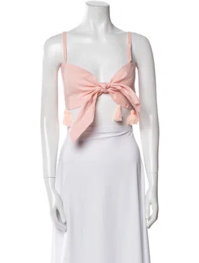 Pre-owned Waimari Linen V-neck Crop Top In Neutral