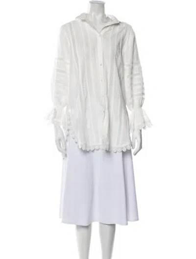 Pre-owned Waimari Long Sleeve Blouse In White