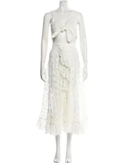 Pre-owned Waimari Nylon Lace Pattern Set In White