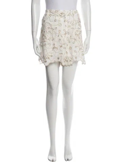 Pre-owned Waimari Patterned Mini Shorts In White