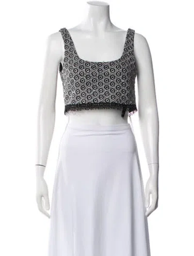Pre-owned Waimari Patterned Square Neckline Crop Top W/ Tags In Gray