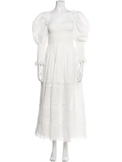 Pre-owned Waimari Printed Long Dress W/ Tags In White