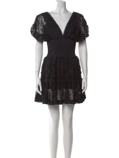 Pre-owned Waimari Printed Mini Dress In Black