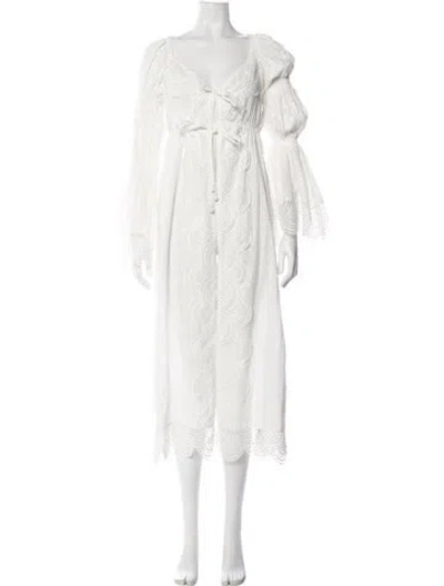 Pre-owned Waimari Scalloped Accent Robe In White