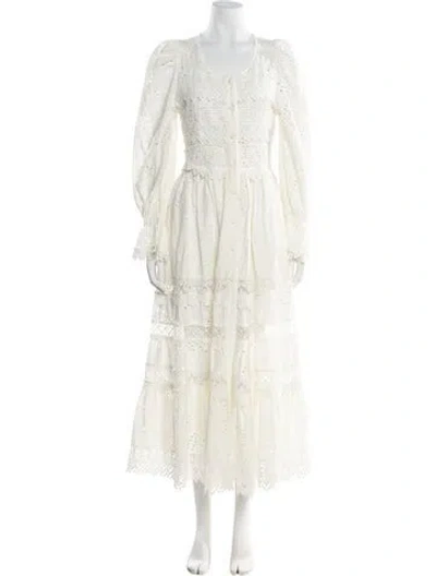 Pre-owned Waimari Scoop Neck Long Dress In White