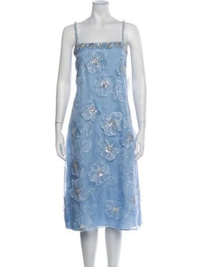 Pre-owned Waimari Silk Midi Length Dress In Blue