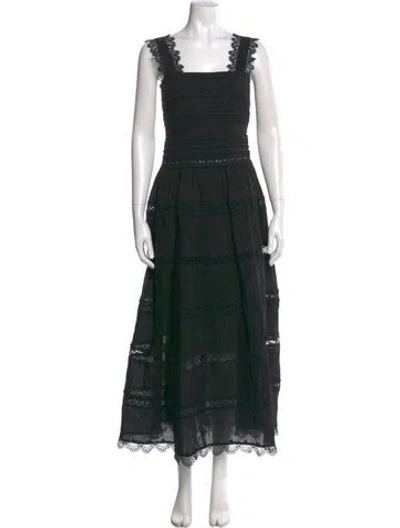 Pre-owned Waimari Square Neckline Long Dress In Black