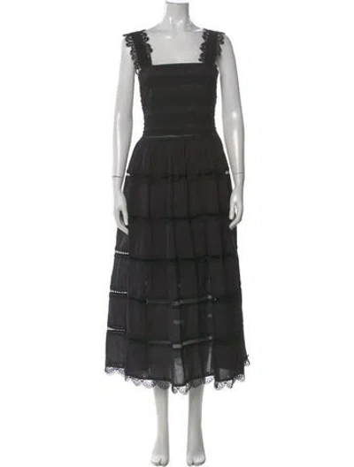 Pre-owned Waimari Square Neckline Long Dress In Black