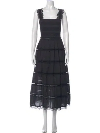 Pre-owned Waimari Square Neckline Long Dress In Gray