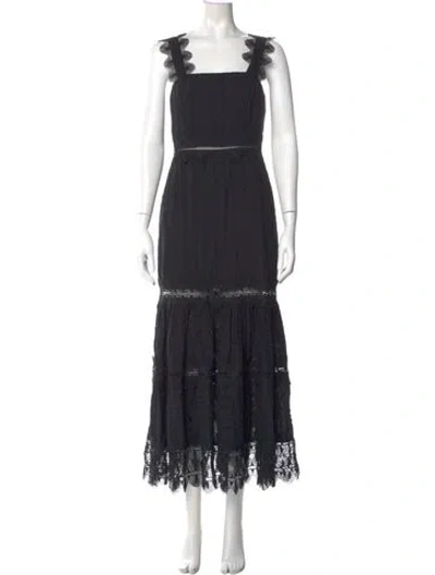 Pre-owned Waimari Square Neckline Long Dress W/ Tags In Black