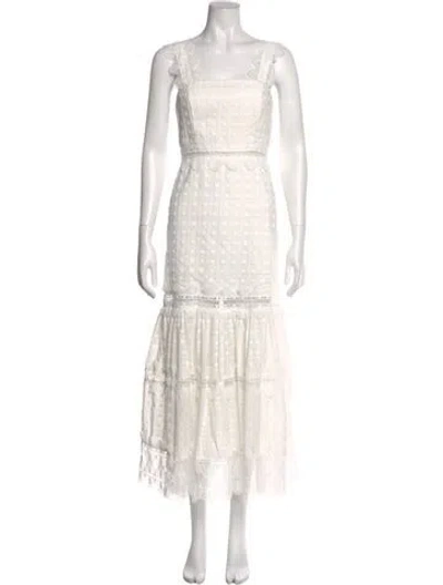 Pre-owned Waimari Square Neckline Long Dress W/ Tags In White