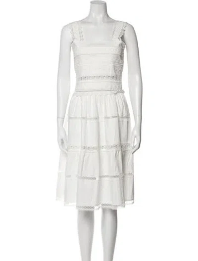 Pre-owned Waimari Square Neckline Midi Length Dress In Neutral