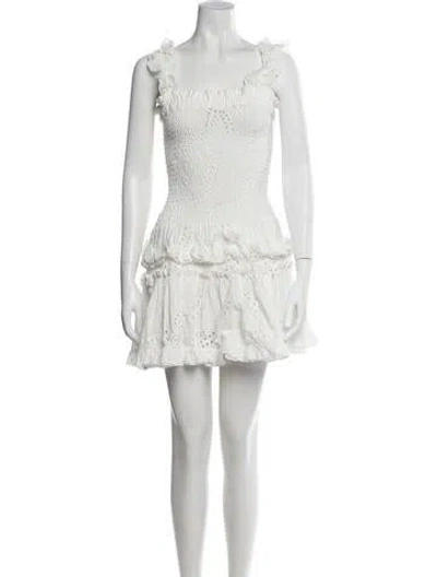 Pre-owned Waimari Square Neckline Mini Dress In White