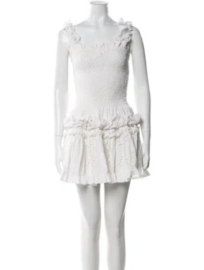 Pre-owned Waimari Square Neckline Mini Dress In White
