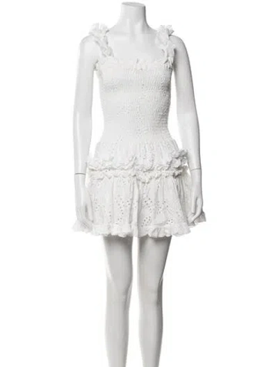 Pre-owned Waimari Square Neckline Mini Dress In White