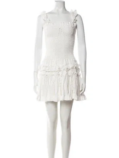 Pre-owned Waimari Square Neckline Mini Dress In White