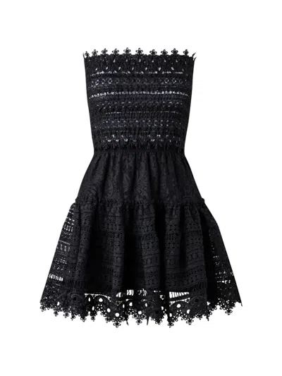 Waimari Vallarta Lace-panelled Mini Dress In Black