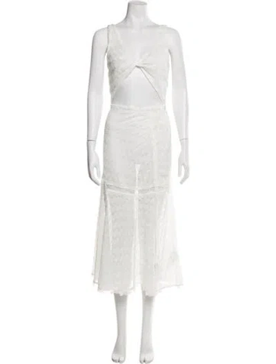 Pre-owned Waimari V-neck Long Dress In Neutral