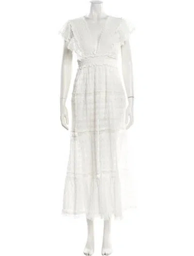 Pre-owned Waimari V-neck Long Dress In White