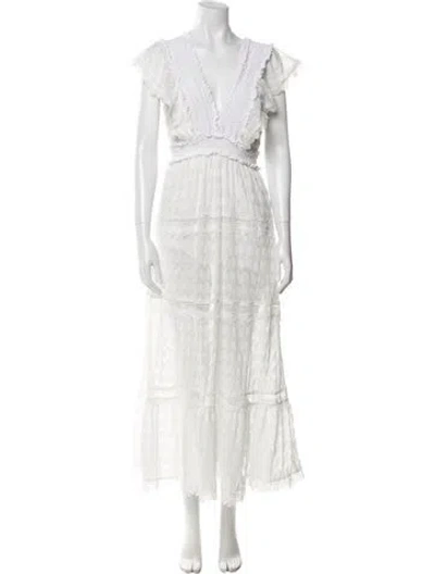 Pre-owned Waimari V-neck Long Dress In White
