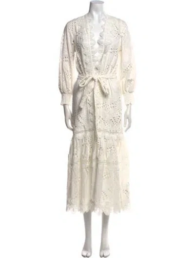 Pre-owned Waimari V-neck Long Dress In White