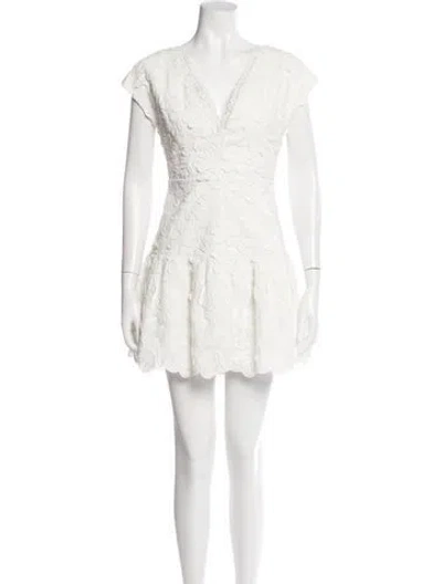 Pre-owned Waimari V-neck Mini Dress In White