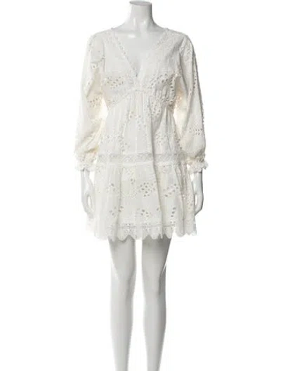 Pre-owned Waimari V-neck Mini Dress In White