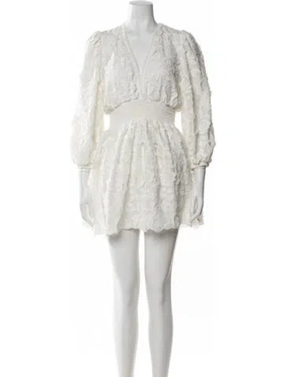 Pre-owned Waimari V-neck Mini Dress In White