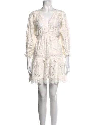 Pre-owned Waimari V-neck Mini Dress In White