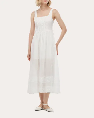 Waimari Women's Alba Embroidered Cotton Corset Midi Dress In White