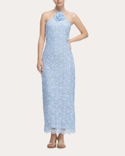 Waimari Women's Beso De Luna Floral Sequin Halter Maxi Dress In Blue