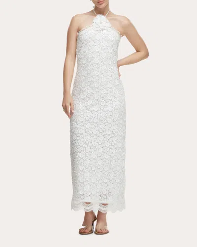 Waimari Women's Beso De Luna Floral Sequin Halter Maxi Dress In White