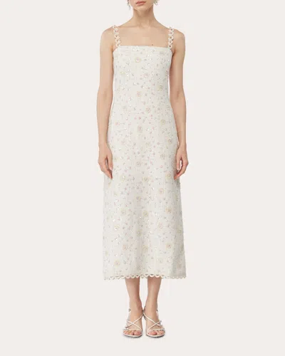 Waimari Women's Elise Sequin Tweed Maxi Dress In White