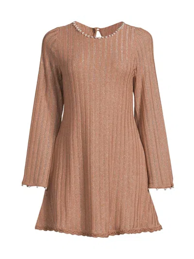 Waimari Women's Time Dalia Metallic Ribbed Minidress In Gold