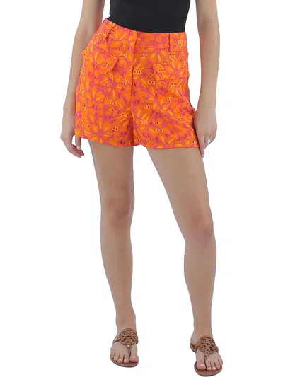 Waimari Womens Embroidered Cotton Casual Shorts In Orange