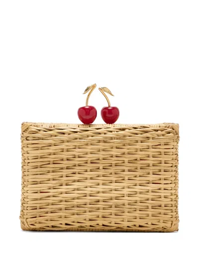 Waiwai Rio Cherry Woven Clutch Bag In Neutral