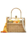 Waiwai Rio Lole Citrus-print Wicker Tote Bag In Neutral