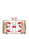Waiwai Rio Petit Baobá Cherry Rattan Clutch In White