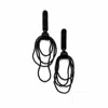 Waiwai Women's Black Beaded Dangle Leather Earrings