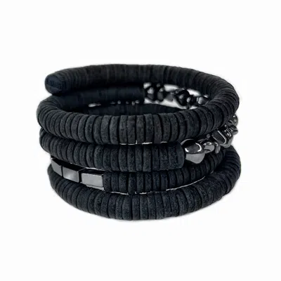 Waiwai Women's Black Continuous Coil Hematite Cuff