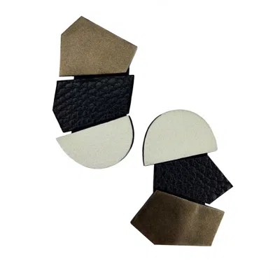 Waiwai Women's Black / Gold / White Mixed Shape Stud Earrings In Multi