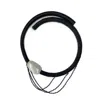 Waiwai Women's Black Leather Choker With White Jade