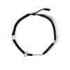 Waiwai Women's Black Leather Necklace With Pearls And Clear Quartz Crystals