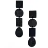 Waiwai Women's Black Mixed Texture Leather Drop Earrings In Black