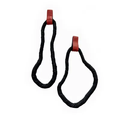 Waiwai Women's Black / Red Contour Loops Leather Earrings