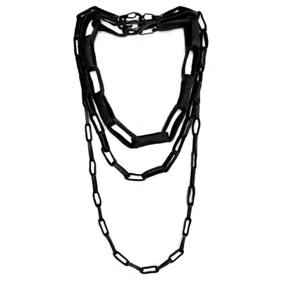 Waiwai Women's Black Rogue Leather Link Set