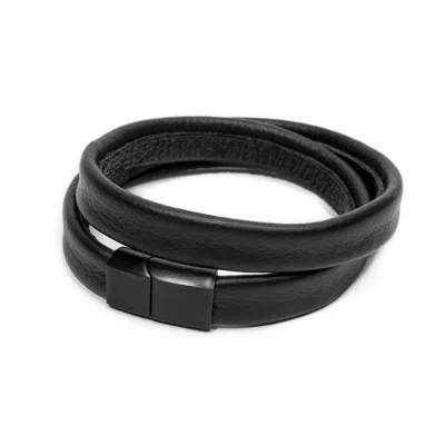 Waiwai Women's Black Unisex Double Wrap Leather Bracelet
